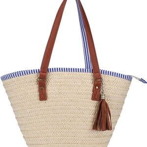 Sornean Woven Bag, Beach Festival Casual Vacation everyday coastal Nautical bag.
